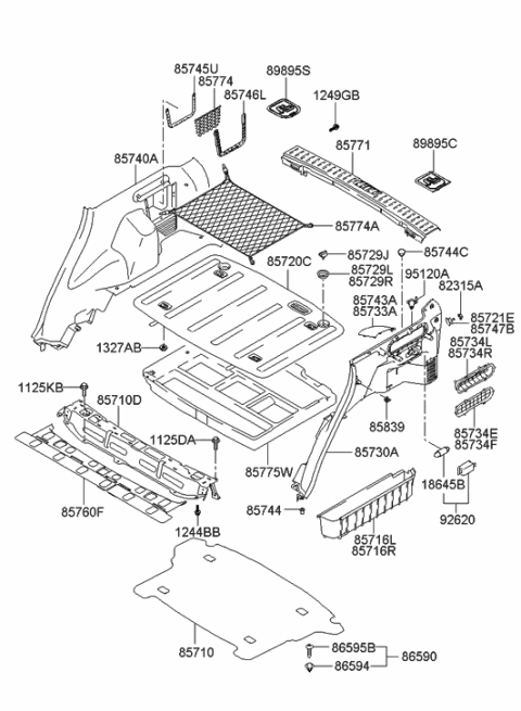 2004 Hyundai Tucson Mat Assembly-Luggage Covering Diagram for 85725-2E101-U7