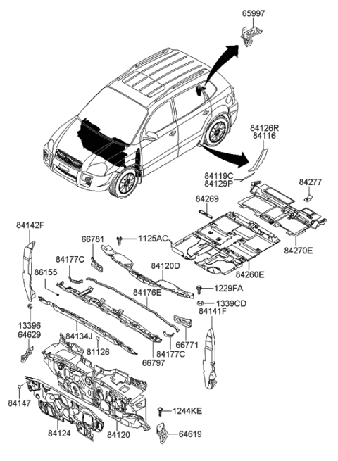 2005 Hyundai Tucson Carpet Assembly-Floor,Front Diagram for 84260-2E702-DV