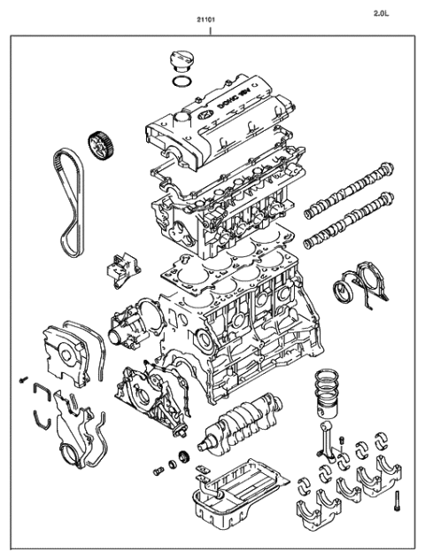 2004 Hyundai Tucson Discontinued Reman Engine Diagram for 21101-37R10-HRM