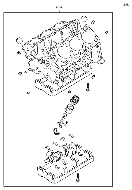 2004 Hyundai Tucson [Reman] Engine Assembly Short Diagram for 21102-23S00-HRM