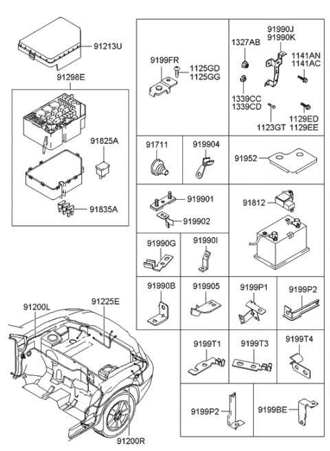 2005 Hyundai Tucson Wiring Assembly-Engine RH Diagram for 91220-2E040