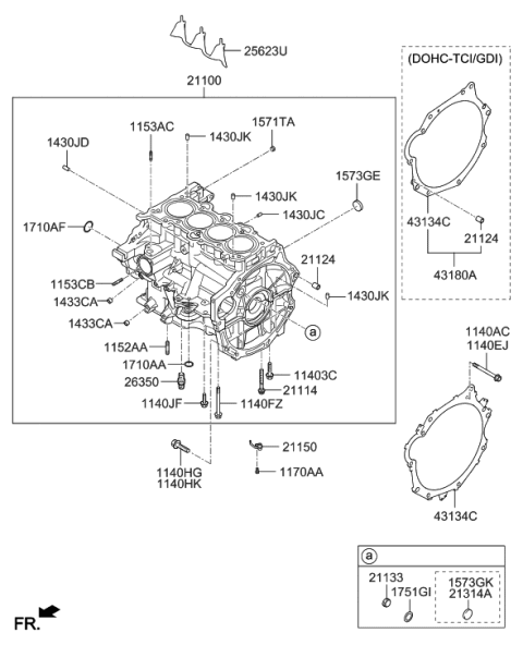 2012 Hyundai Veloster Block Assembly-Cylinder Diagram for 21100-2B701