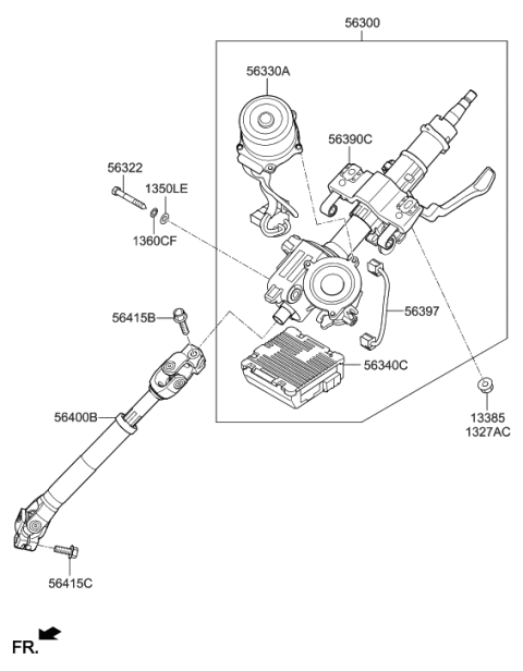 2013 Hyundai Veloster Column & Shaft Assembly-Steering Diagram for 56310-2V951