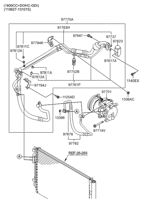 2013 Hyundai Veloster Air conditioning System-Cooler Line Diagram 1