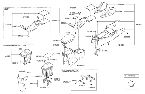 2014 Hyundai Veloster Ashtray Assembly Diagram for 84550-1R100-RY
