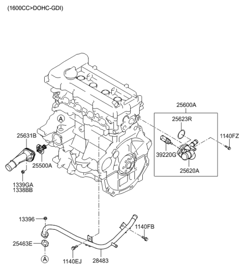 2011 Hyundai Veloster Coolant Pipe & Hose Diagram 1