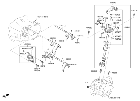 2014 Hyundai Veloster Gear Shift Control-Manual Diagram 1