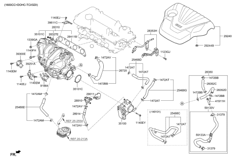 2011 Hyundai Veloster Body Assembly-Throttle Diagram for 35100-2B320