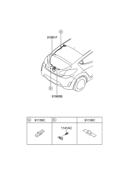 2011 Hyundai Veloster Wiring Assembly-Tail Gate Diagram for 91680-2V030