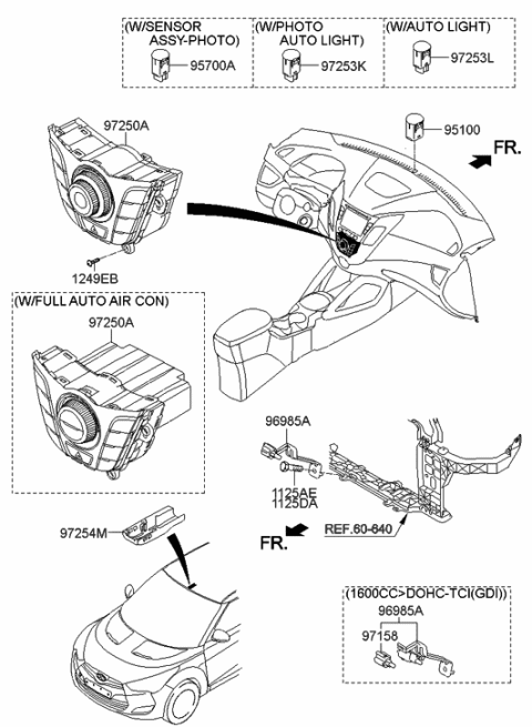 2014 Hyundai Veloster Heater Control Assembly Diagram for 97250-2V010-BLH