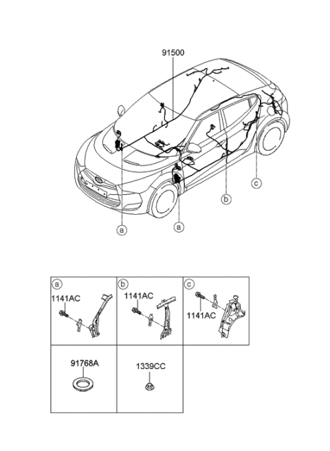 2013 Hyundai Veloster Wiring Assembly-Floor Diagram for 91506-2V632