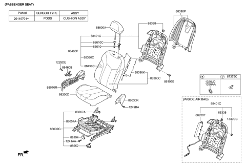 2011 Hyundai Veloster Back Assembly-Front Seat Passenger Diagram for 88401-2V130-SD6
