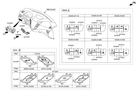 2011 Hyundai Veloster Cover-B.W.S Switch Blanking Diagram for 93365-2V000-4X