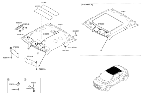 2013 Hyundai Veloster Wiring Assembly-Roof Diagram for 91800-2V130