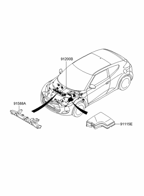 2014 Hyundai Veloster Wiring Assembly-Front Diagram for 91301-2V015
