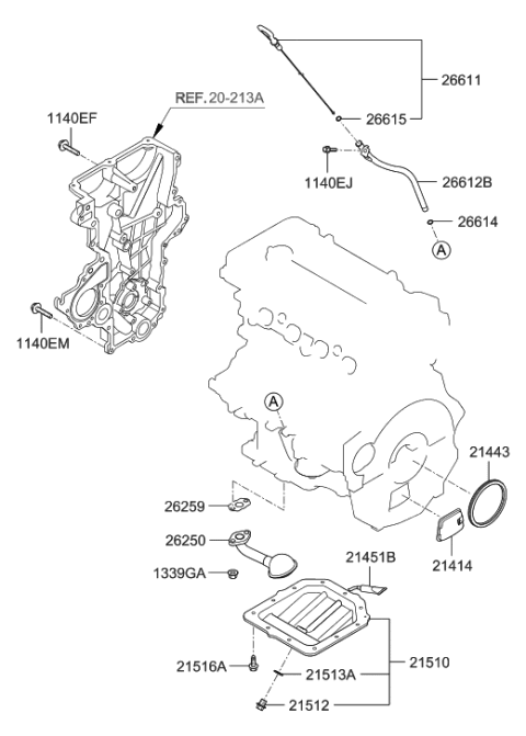 2014 Hyundai Veloster Belt Cover & Oil Pan Diagram 1