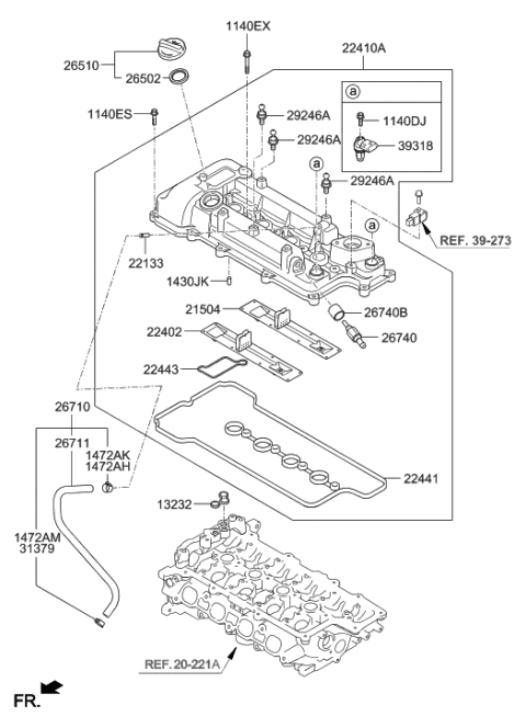 2013 Hyundai Veloster Cover Assembly-Rocker Diagram for 22410-2B600