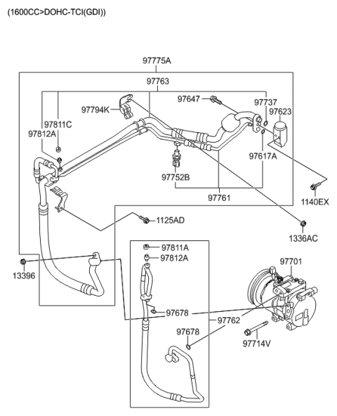 2011 Hyundai Veloster Air conditioning System-Cooler Line Diagram 3