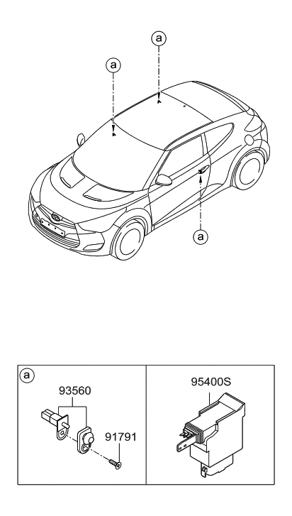 2013 Hyundai Veloster Unit Assembly-Safety Window Diagram for 95750-2V010