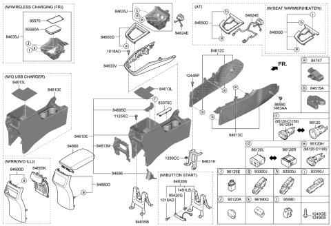 2020 Hyundai Elantra Console Assembly-Floor Diagram for 84610-F3530-TRY