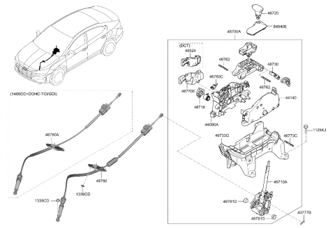 2020 Hyundai Elantra Lever Assembly-Automatic Transmission Diagram for 46700-F2210