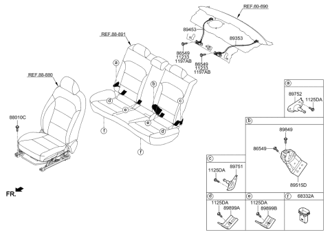 2020 Hyundai Elantra Bracket Assembly-Rear Seat Lower Side Diagram for 89751-F2000