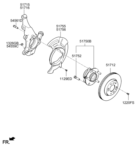 2019 Hyundai Elantra Disc-Front Wheel Brake Diagram for 51712-3Y000