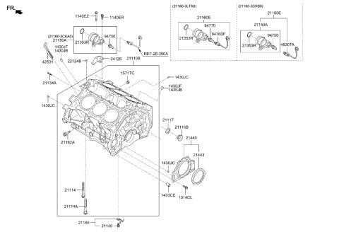 2014 Hyundai Genesis Block Sub Assembly-Cylinder Diagram for 21110-3F500