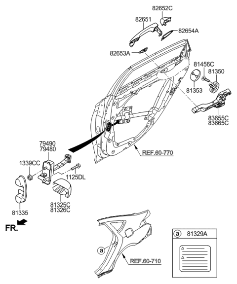 2015 Hyundai Genesis Checker Assembly-Rear Door,RH Diagram for 79490-B1000