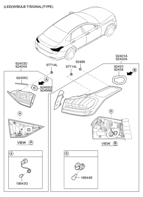 2015 Hyundai Genesis Pad-Rear Combination Lamp,LH Diagram for 92453-B1000