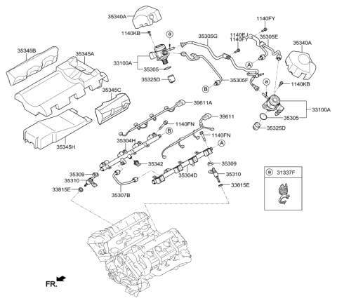 2015 Hyundai Genesis Injector Assembly-Fuel Diagram for 35310-3C560