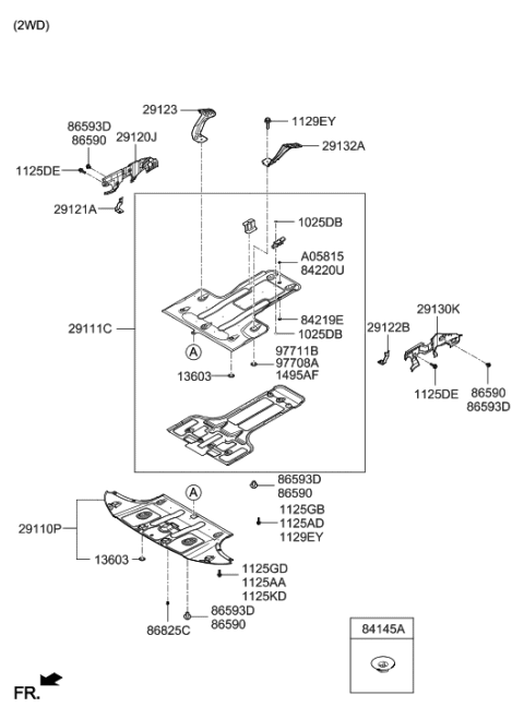 2016 Hyundai Genesis Panel Assembly-Under Cover,Front Diagram for 29110-B1400