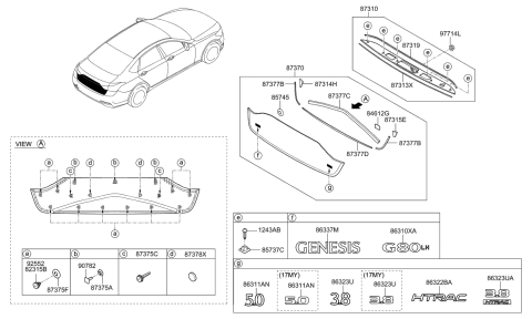 2015 Hyundai Genesis Sealing Pad-Back Panel Molding NO.2 Diagram for 87376-B1000