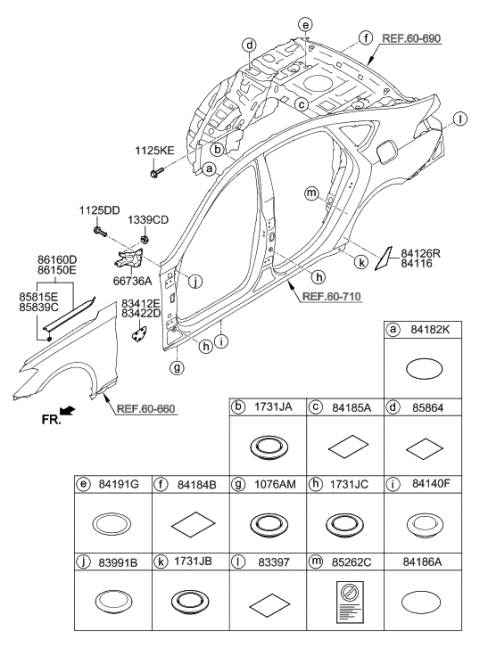 2015 Hyundai Genesis Tape-BLANKING Hole Diagram for 84179-B1000