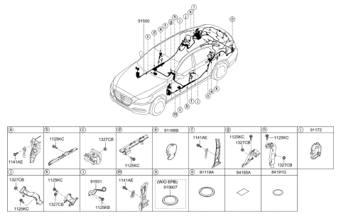 2015 Hyundai Genesis Wiring Assembly-Floor Diagram for 91357-B1911