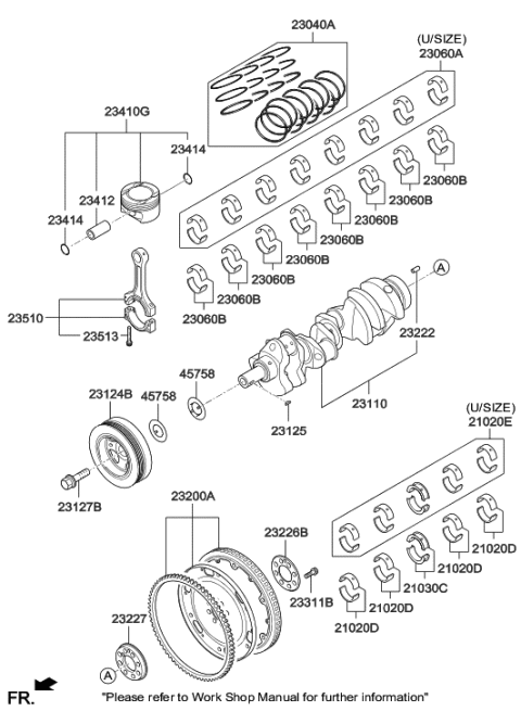 2015 Hyundai Genesis Crankshaft & Piston Diagram 2