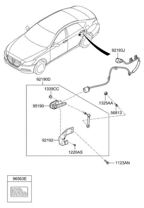 2014 Hyundai Genesis Extension Wire-Headlamp Automatic Leveling Diagram for 92193-B1090