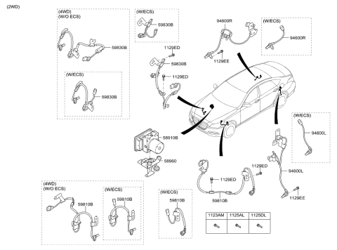 2015 Hyundai Genesis Sensor Assembly-Wheel Speed,LH Diagram for 59910-B1000