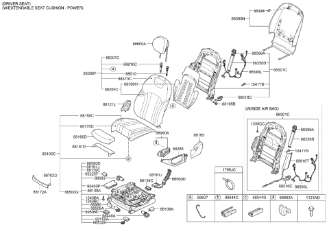 2015 Hyundai Genesis Headrest Assembly-Front Seat Diagram for 88700-B1010-PHW