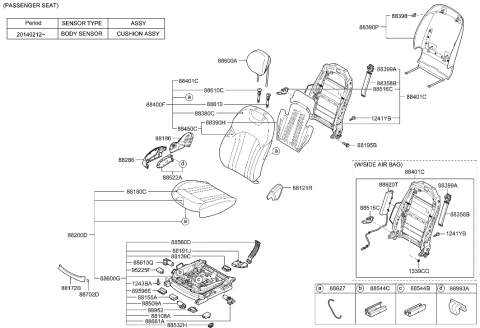 2016 Hyundai Genesis Front Passenger Side Seat Back Covering Diagram for 88460-B1000-PPS