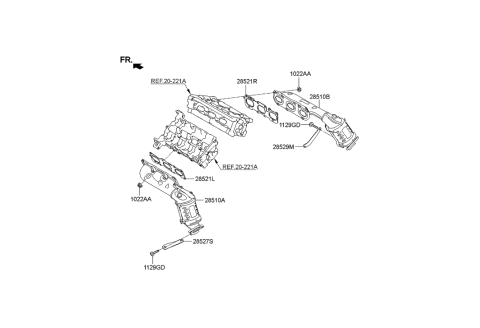 2015 Hyundai Genesis Exhaust Manifold Catalytic Assembly, Right Diagram for 28510-3CKB0