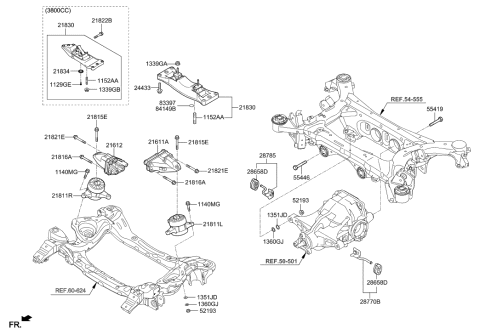 2015 Hyundai Genesis Engine Support Bracket Assembly,Right Diagram for 21825-B1200