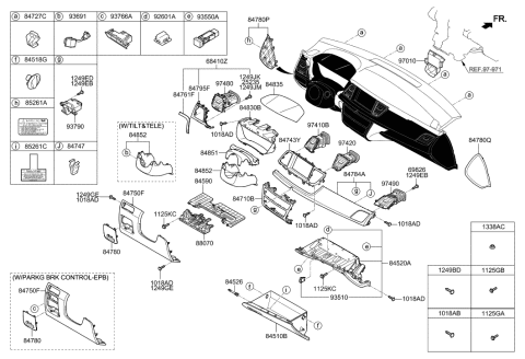 2016 Hyundai Genesis Cover Assembly-Glove Box Upper Diagram for 84540-B1000-VYC