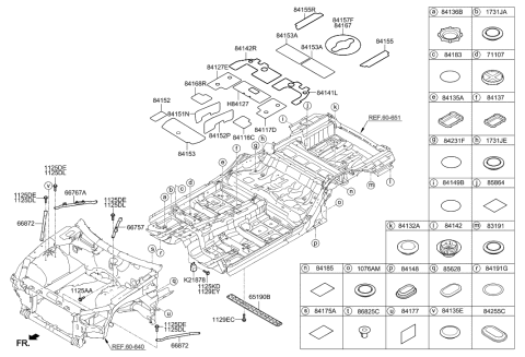 2015 Hyundai Genesis Plug-Center Floor Diagram for 84139-B1000