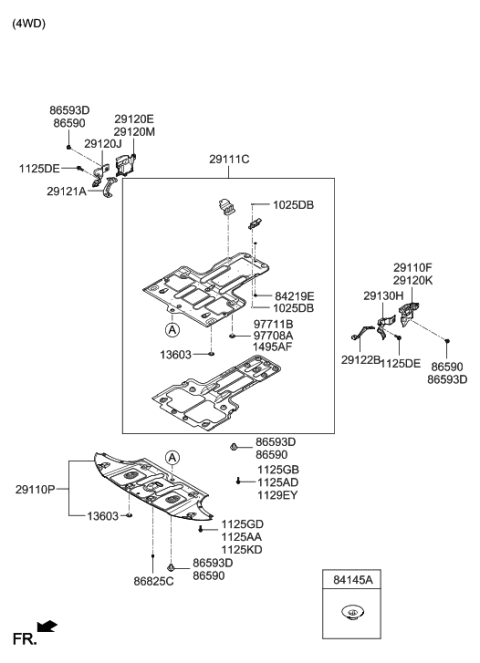 2015 Hyundai Genesis Panel-Under Cover,LH Diagram for 29130-B1410