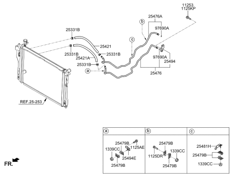 2014 Hyundai Genesis Tube-Oil Cooling Feed Diagram for 25476-B1400