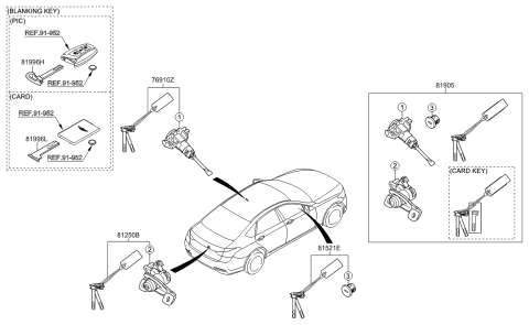 2014 Hyundai Genesis Blank Laser Cut Key Diagram for 81996-B1500