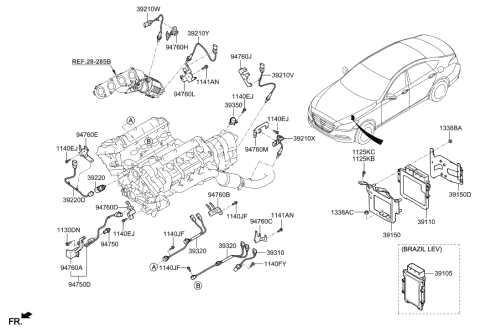 2015 Hyundai Genesis Sensor Assembly-Oxygen,Rear(RH) Diagram for 39210-3F140