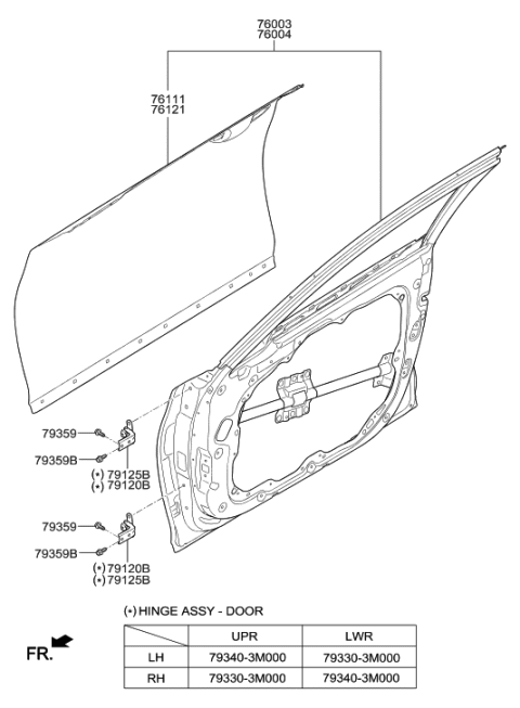 2014 Hyundai Genesis Panel-Front Door Outer,RH Diagram for 76121-B1000