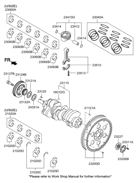 2015 Hyundai Genesis Bearing Pair Set-Crank shaft Diagram for 21020-3F301